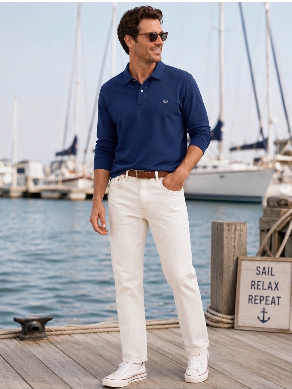 Vineyard Vines Men's Long Sleeve Polo - Blue